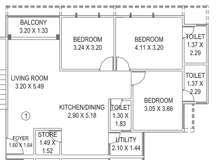3 BHK Flat in Shree Ananyaa Grace in Manjalpur, Vadodara - Image 905840