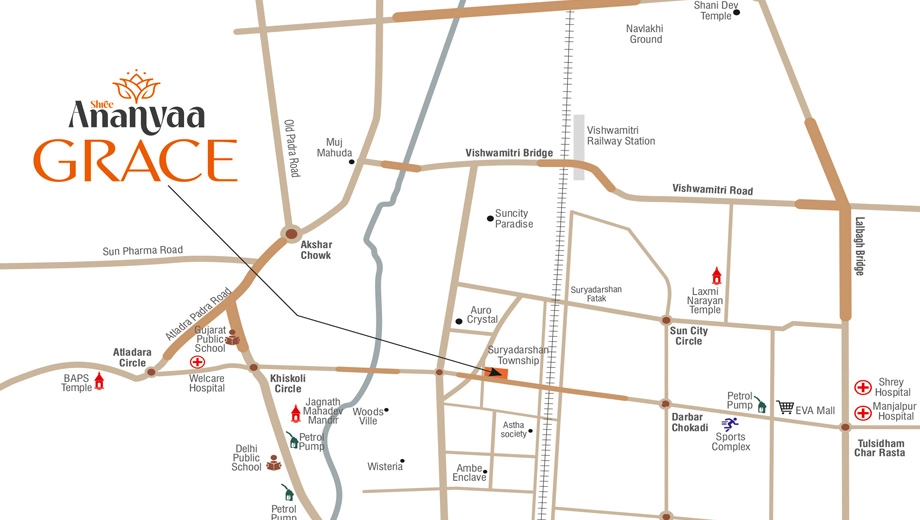 Location of Shree Ananyaa Grace in Manjalpur, Vadodara - Image 375028
