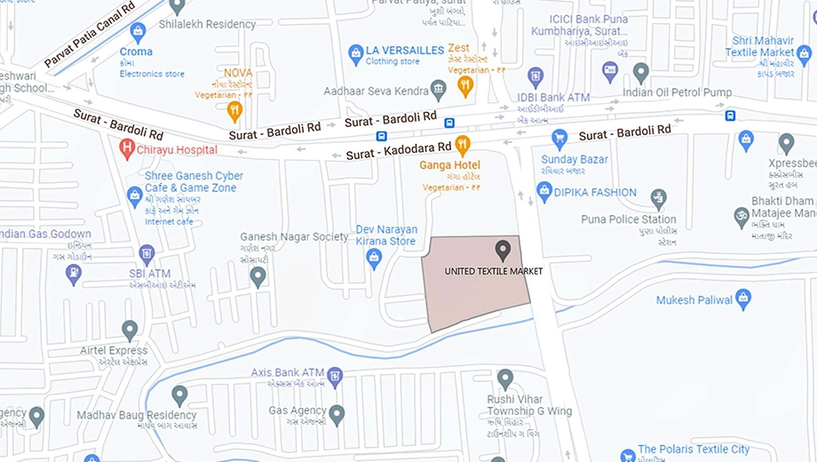 Location of Shantinath United Textile Market in Choryasi, Surat - Image 374964