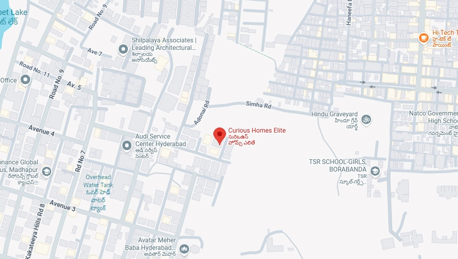 Location of Curious Homes Elite in Jubilee Hills, Hyderabad - Image 375024