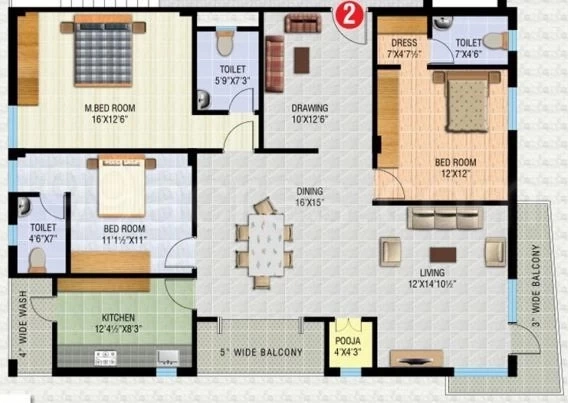 3 BHK Flat in Jalaja Vamsee Residency in Lakdikapul, Hyderabad - Image 905812