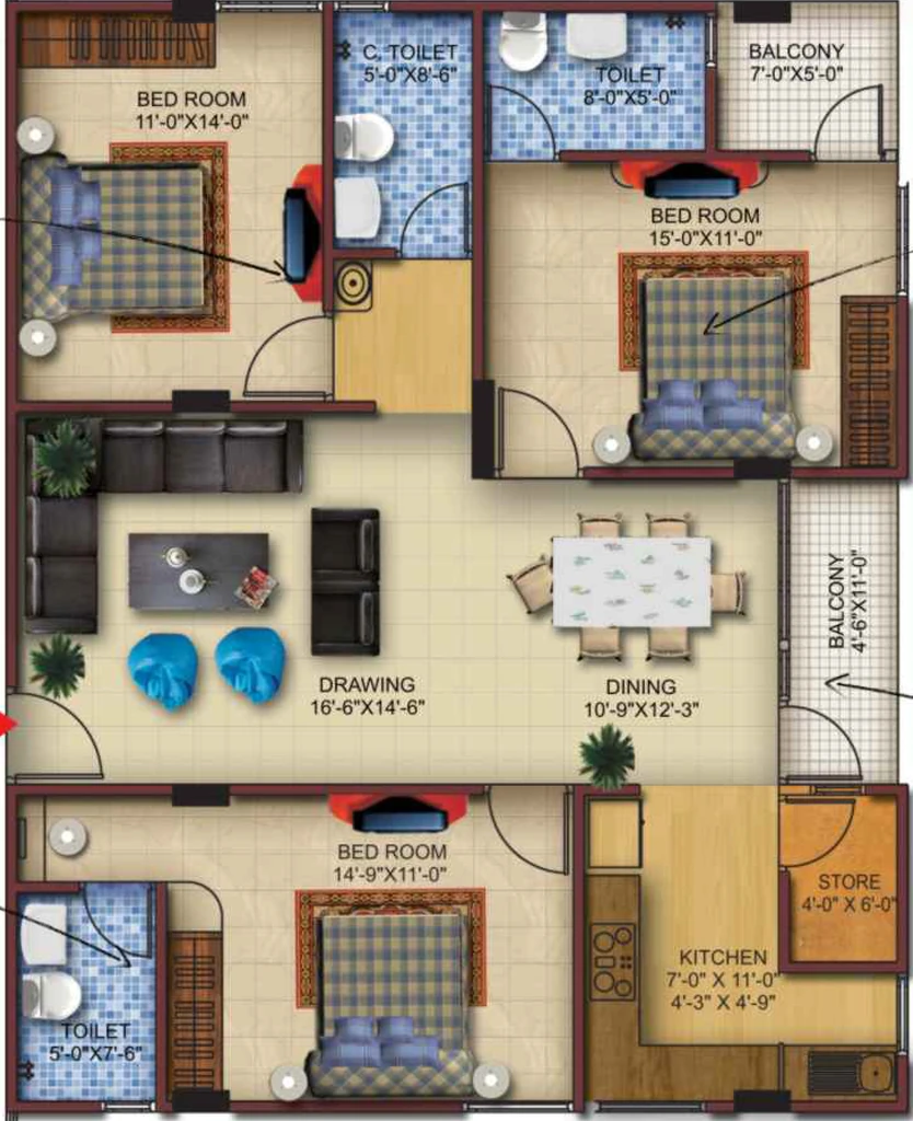 3 BHK Flat in Manglams Metropolis in Ajmer Road, Jaipur - Image 905833