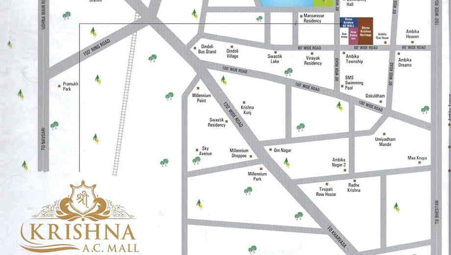 Location of Esskay Shree Krishna AC Mall in Dindoli, Surat - Image 375053