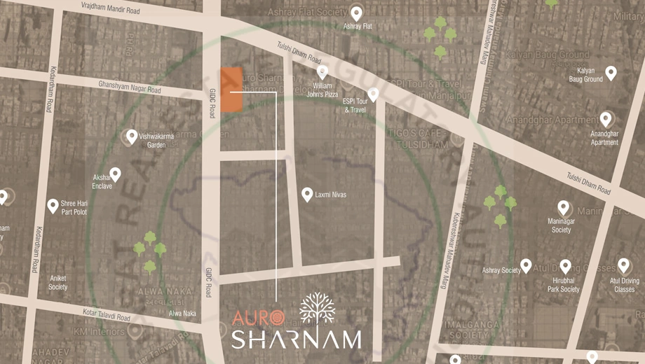 Location of Auro Sharnam in Manjalpur, Vadodara - Image 375034