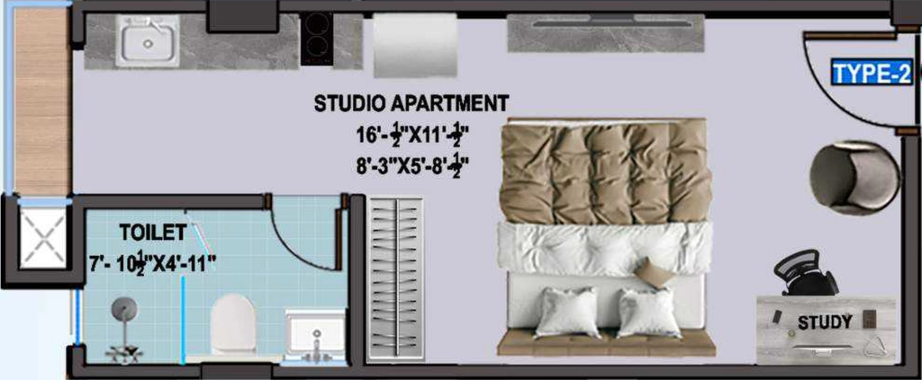 1 RK Studio Apartment in Okay Plus Sapphire Suites in Mansarovar, Jaipur - Image 905851