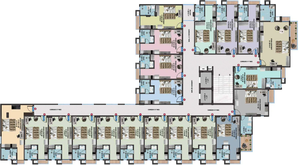 Floor Plan of Okay Plus Sapphire Suites in Mansarovar, Jaipur - Image 375045