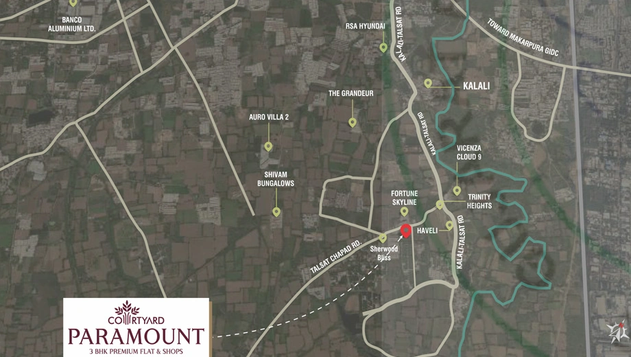 Location of Courtyard Paramount in Kalali, Vadodara - Image 375049