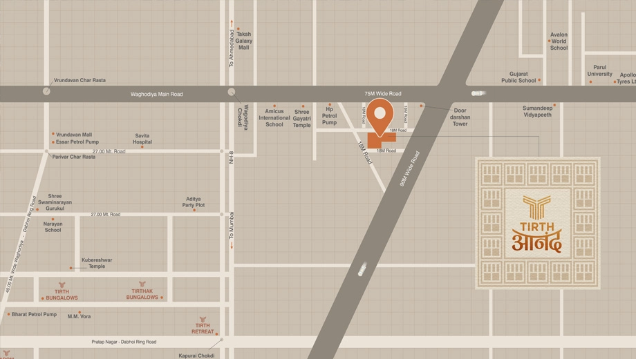 Location of Tirth Anand in Waghodia Road, Vadodara - Image 375061