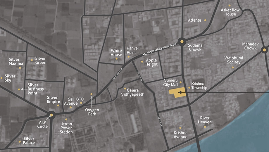 Location of Shree Rangila Park in Mota Varachha, Surat - Image 375070
