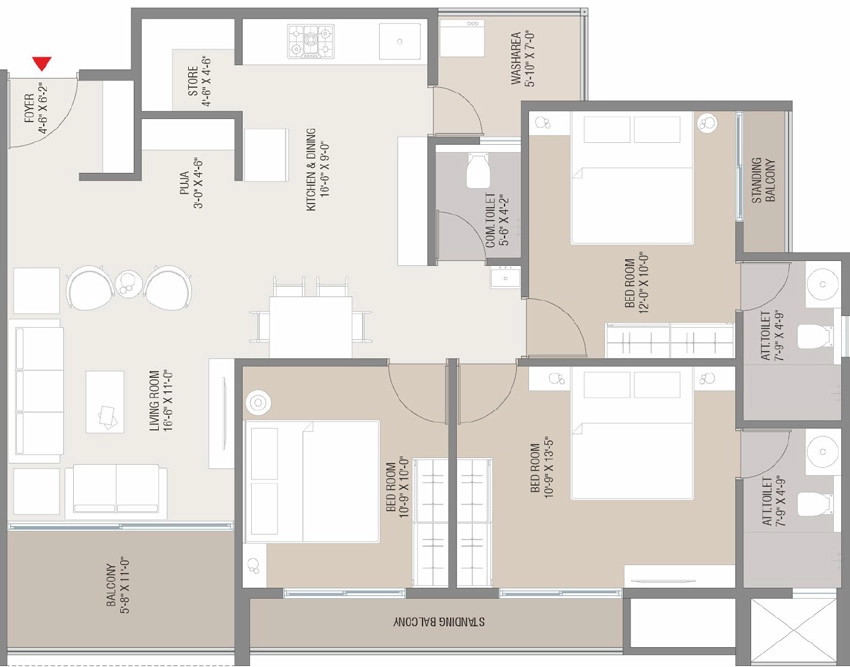 3 BHK Flat in Aavkar Glorious in Gotri, Vadodara - Image 905860