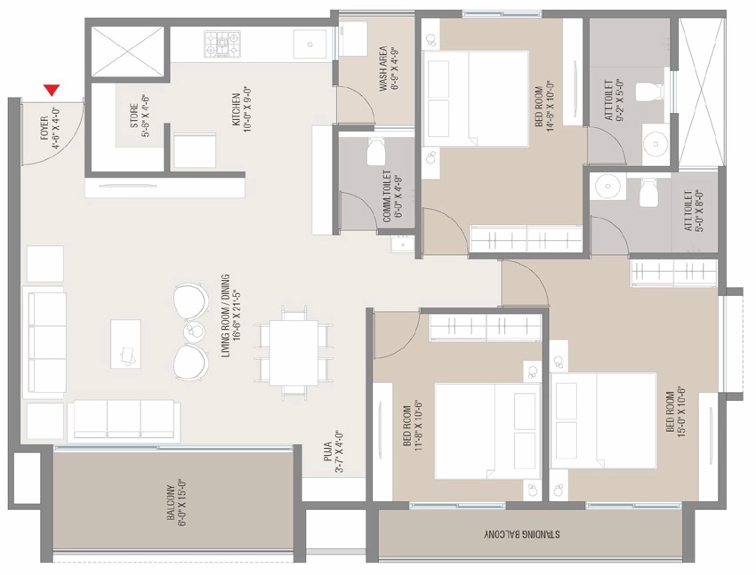 3 BHK Flat in Aavkar Glorious in Gotri, Vadodara - Image 905862
