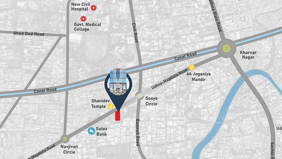 Location of Shree UM Corridor in Khatodra, Surat - Image 375086