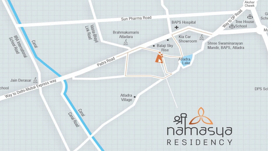 Location of Shree Namasya Residency in Atladara, Vadodara - Image 375095