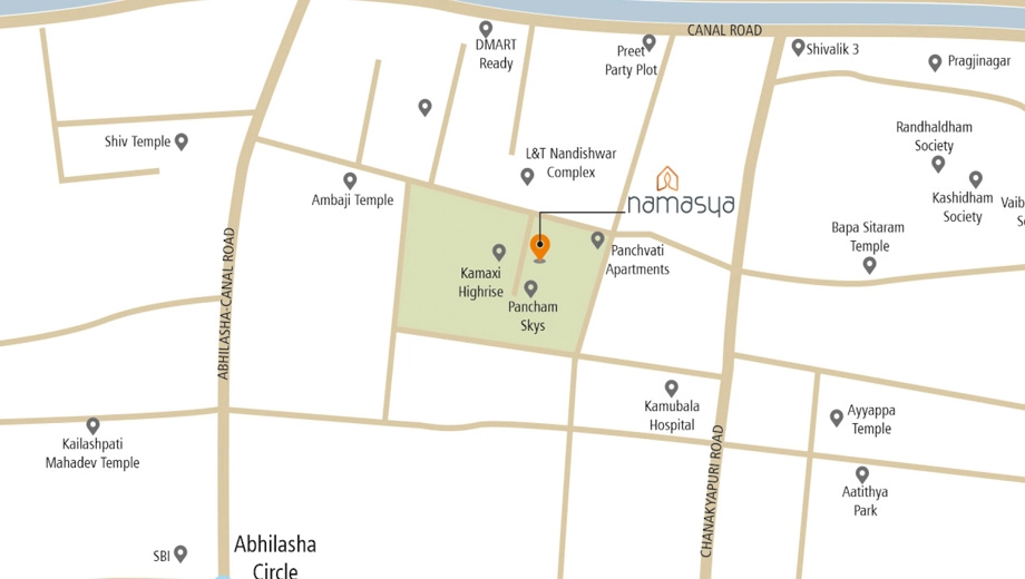 Location of Shree Namasya in New Sama, Vadodara - Image 375105