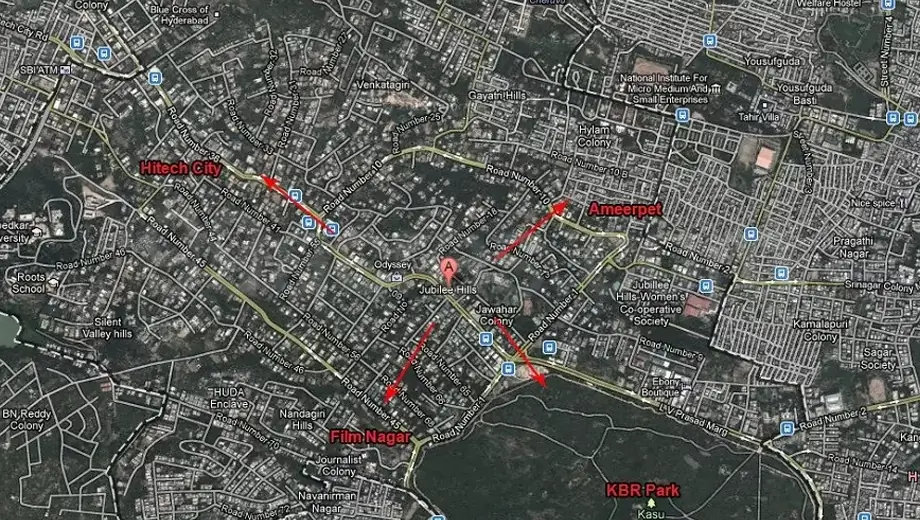 Location of Lahari Jubli Hills in Jubilee Hills, Hyderabad - Image 375123