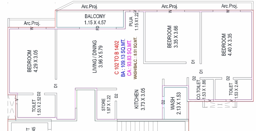 3 BHK Flat in Athashree Icon in Makarpura, Vadodara - Image 905896