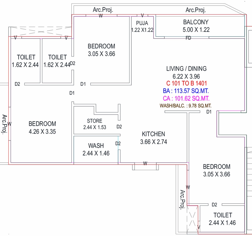 3 BHK Flat in Athashree Icon in Makarpura, Vadodara - Image 905897