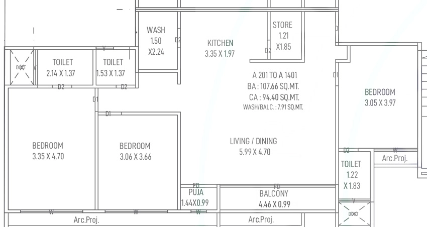 3 BHK Flat in Athashree Aura in Atladara, Vadodara - Image 905902
