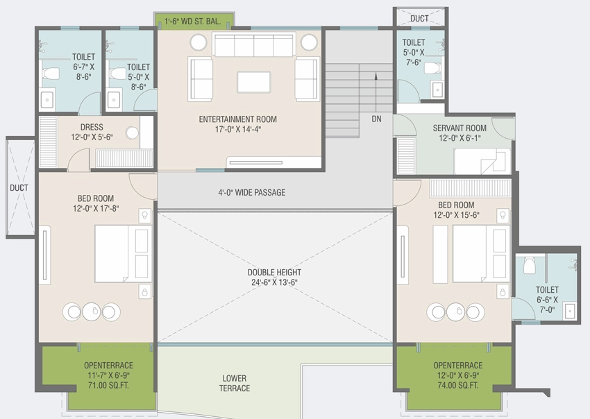 2 BHK Flat in Courtyard Phoenix in Bhayli Road, Vadodara - Image 905911