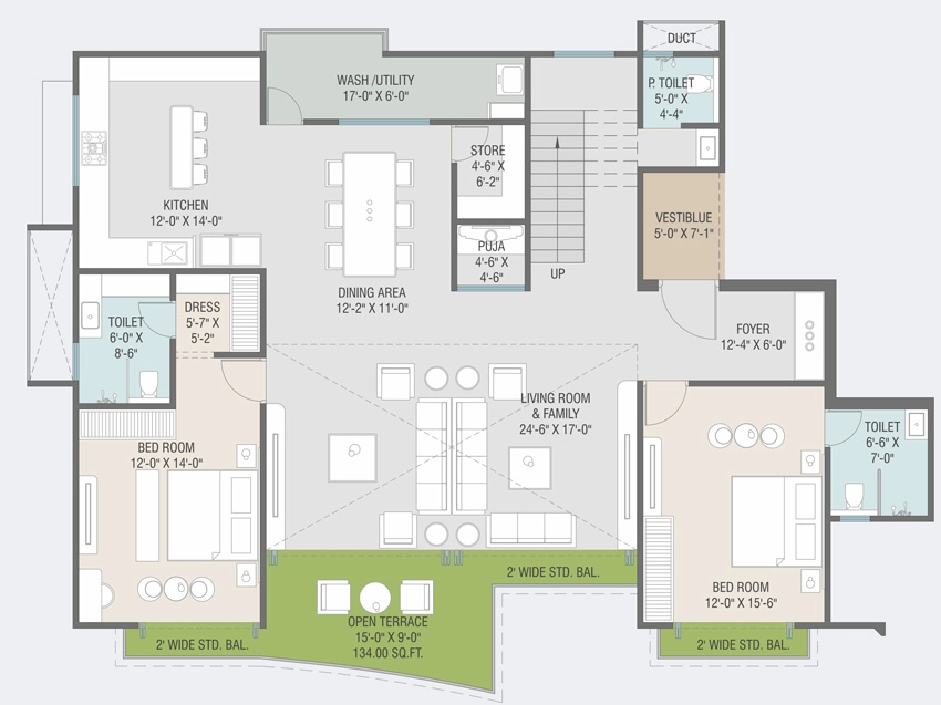 2 BHK Flat in Courtyard Phoenix in Bhayli Road, Vadodara - Image 905912