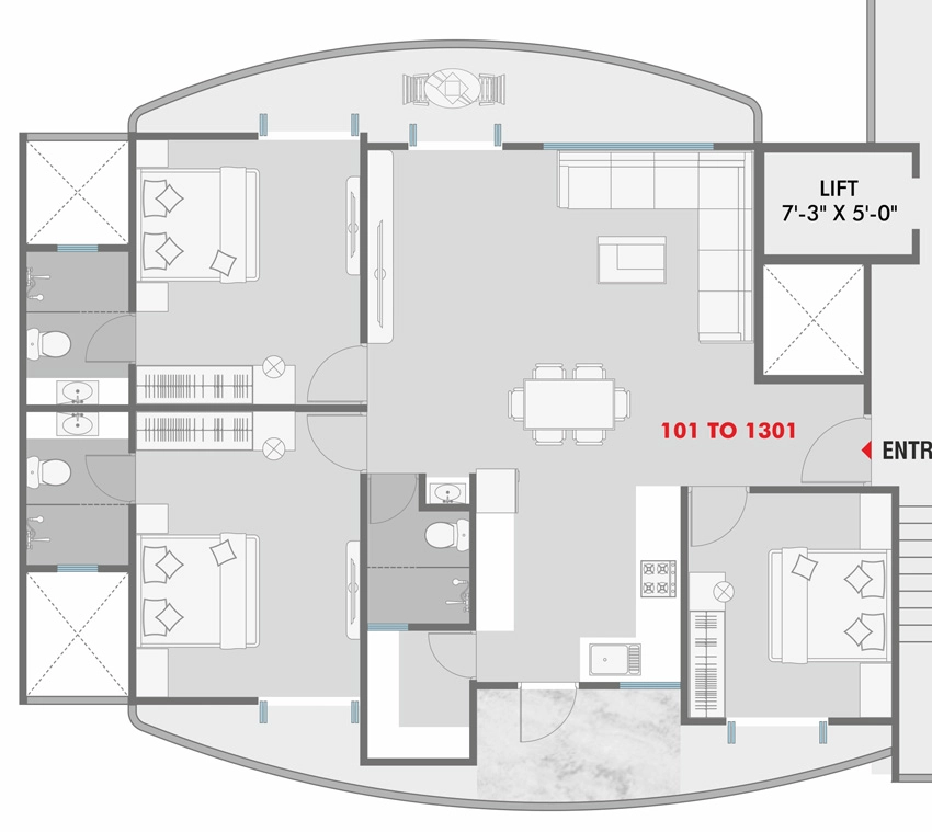 3 BHK Flat in Pavitra Avion Luxuria in Vemali, Vadodara - Image 905940
