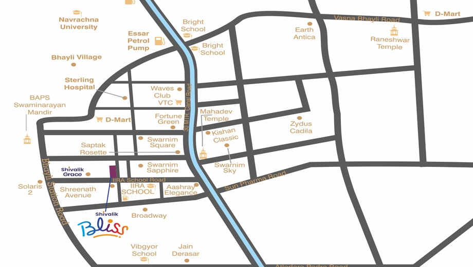 Location of Shivalik Bliss in Bhayli Road, Vadodara - Image 375267