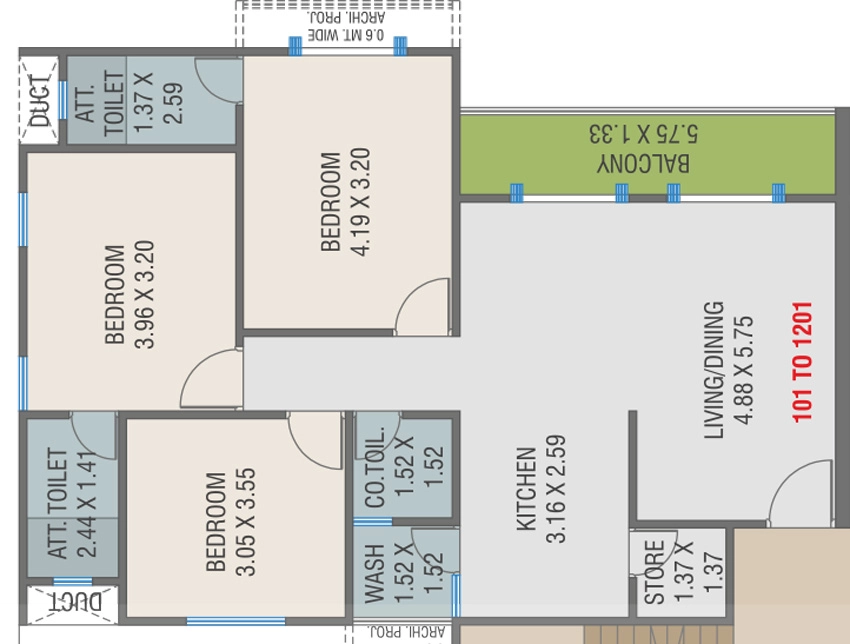 3 BHK Flat in AGP Avighna Heights in Gorwa, Vadodara - Image 905943