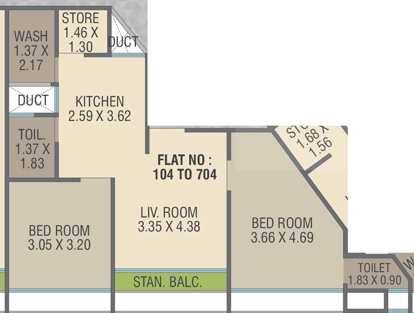 2 BHK Flat in Rudr Aadikara Avenue in Atladara, Vadodara - Image 906041