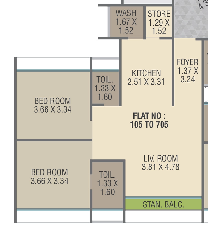 2 BHK Flat in Rudr Aadikara Avenue in Atladara, Vadodara - Image 906042