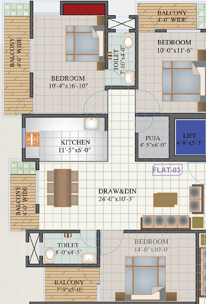 3 BHK Flat in Aadayae Ambika Enclave in Morabadi, Ranchi - Image 905946