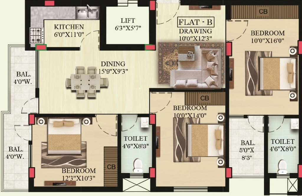 3 BHK Flat in Chitij Shree Ganesh Apartment in Morabadi, Ranchi - Image 905947