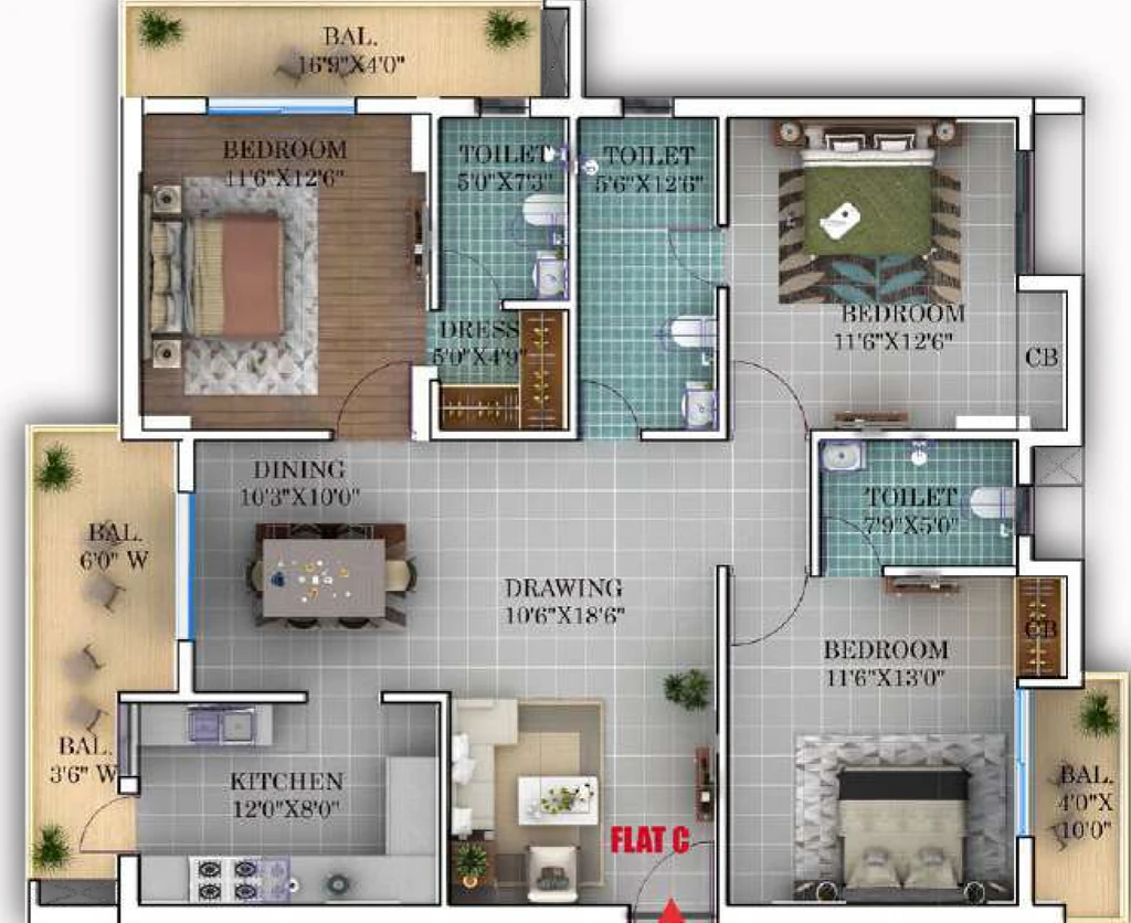 3 BHK Flat in Nisith Oak Valley in Namkum, Ranchi - Image 905958