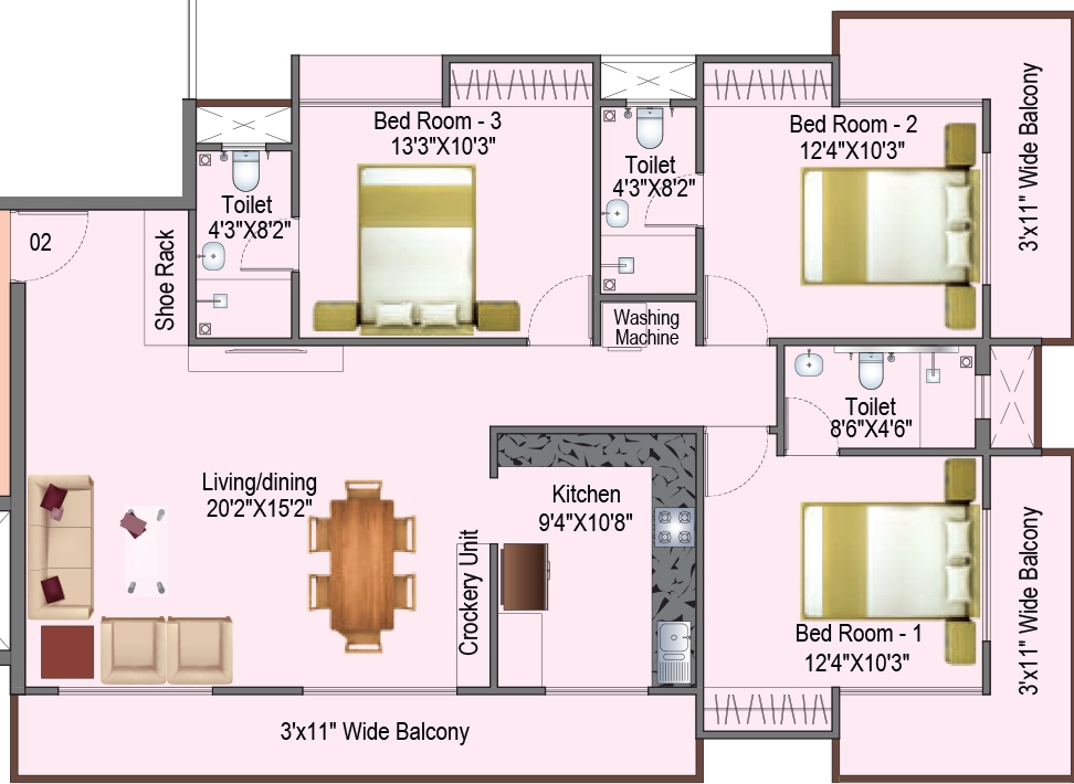 3 BHK Flat in Rameshwaram Shree Radhe Apartment in Namkum, Ranchi - Image 905970