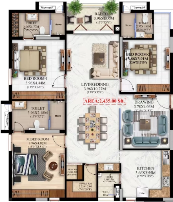 3 BHK Flat in Pradeep Bliss in Somajiguda, Hyderabad - Image 906024
