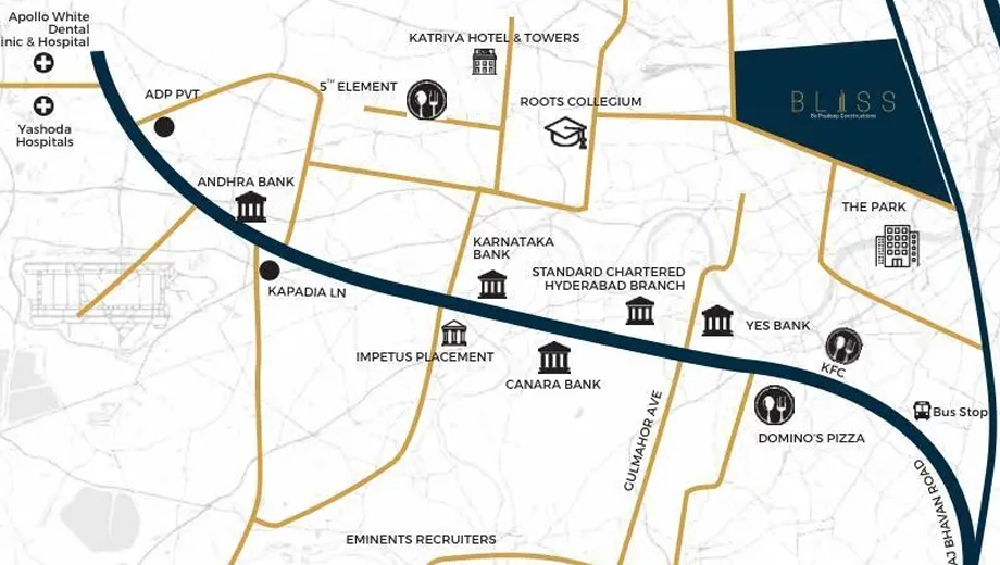 Location of Pradeep Bliss in Somajiguda, Hyderabad - Image 375431