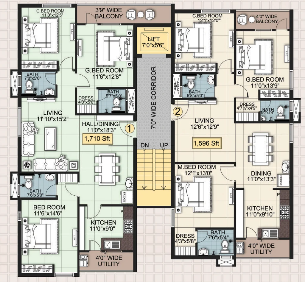Floor Plan of Raam Meadows in Dwarakapuri, Hyderabad - Image 375398