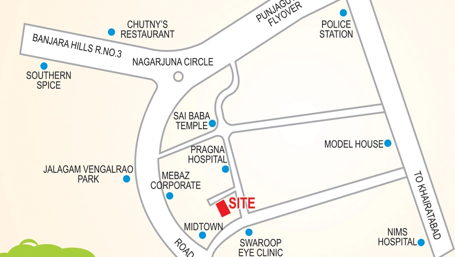 Location of Raam Meadows in Dwarakapuri, Hyderabad - Image 375397