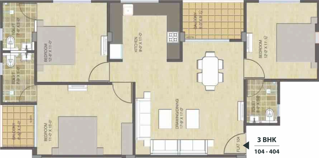 3 BHK Flat in Elegant Wonder in Tagore Nagar, Jaipur - Image 905993