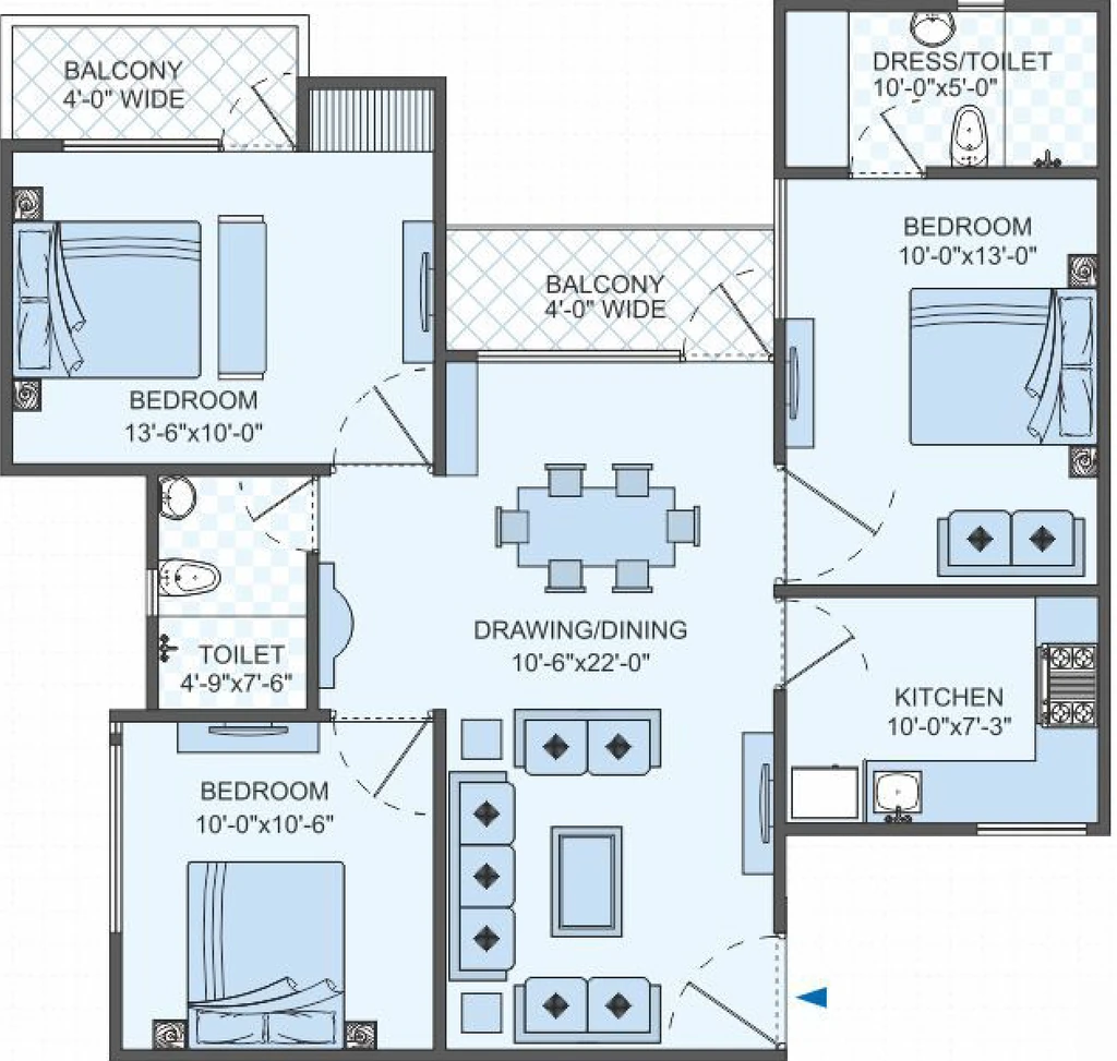 3 BHK Flat in Shiv Shankara Residency in Ajmer Road, Jaipur - Image 906046