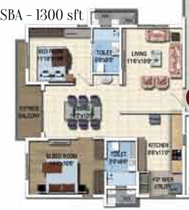2 BHK Flat in Sattva Magnus Shaikpet in Jubilee Hills, Hyderabad - Image 906051
