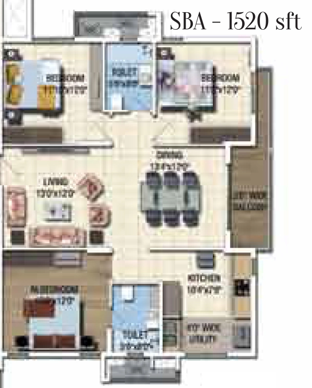 3 BHK Flat in Sattva Magnus Shaikpet in Jubilee Hills, Hyderabad - Image 906052