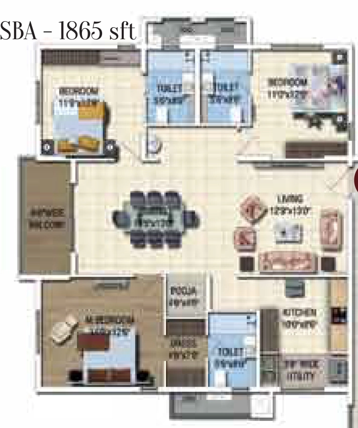 3 BHK Flat in Sattva Magnus Shaikpet in Jubilee Hills, Hyderabad - Image 906053