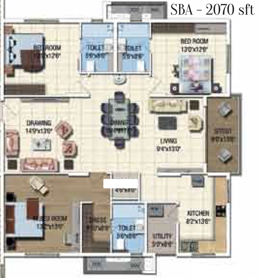 3 BHK Flat in Sattva Magnus Shaikpet in Jubilee Hills, Hyderabad - Image 906054