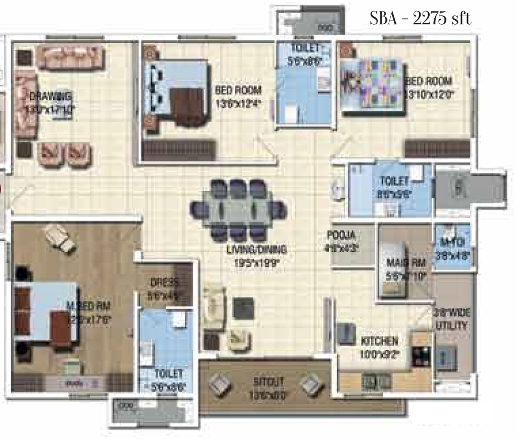 3 BHK Flat in Sattva Magnus Shaikpet in Jubilee Hills, Hyderabad - Image 906055