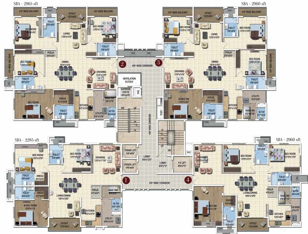 Floor Plan of Sattva Magnus Shaikpet in Jubilee Hills, Hyderabad - Image 375503
