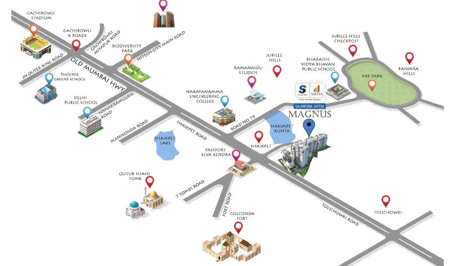 Location of Sattva Magnus Shaikpet in Jubilee Hills, Hyderabad - Image 375504