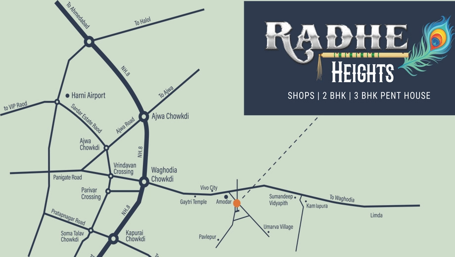 Location of Shree Radhe Heights in Waghodia Road, Vadodara - Image 375511