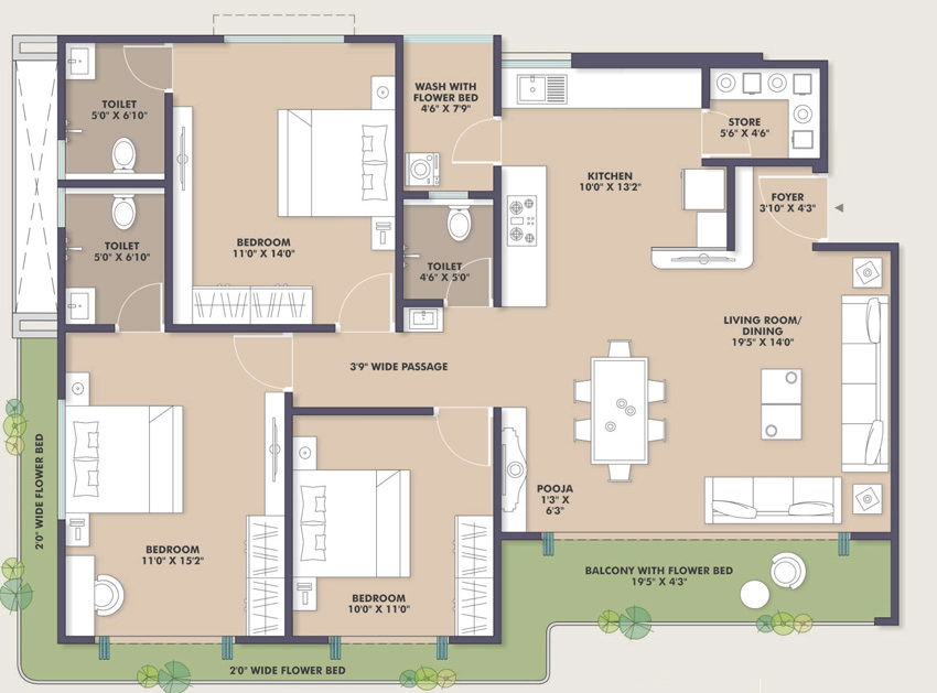 3 BHK Flat in Shree Shyama Serene in Sevasi, Vadodara - Image 906061