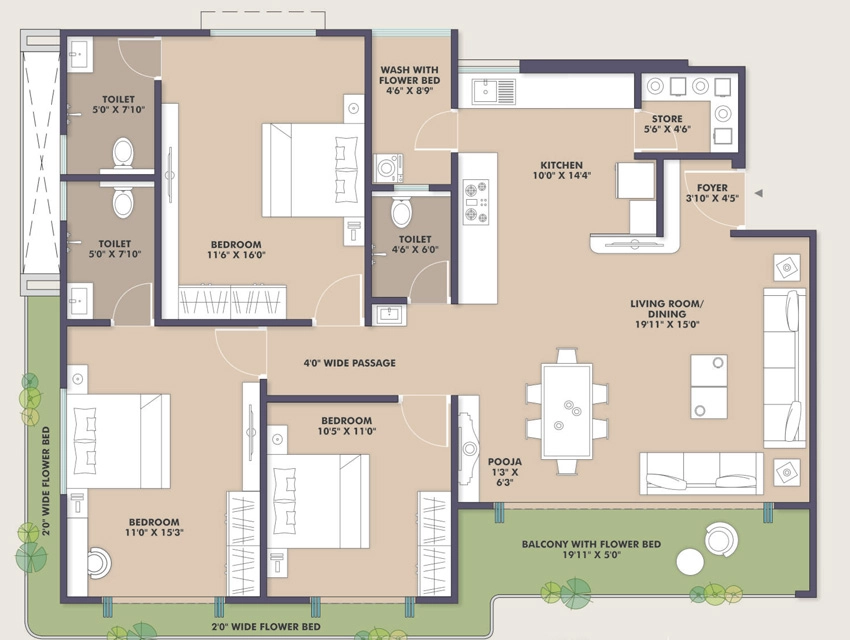 3 BHK Flat in Shree Shyama Serene in Sevasi, Vadodara - Image 906062