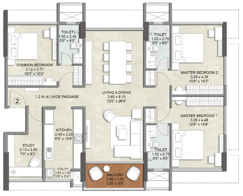 3.5 BHK Flat in Kalpataru Verbina in Jogeshwari East, Mumbai - Image 906077